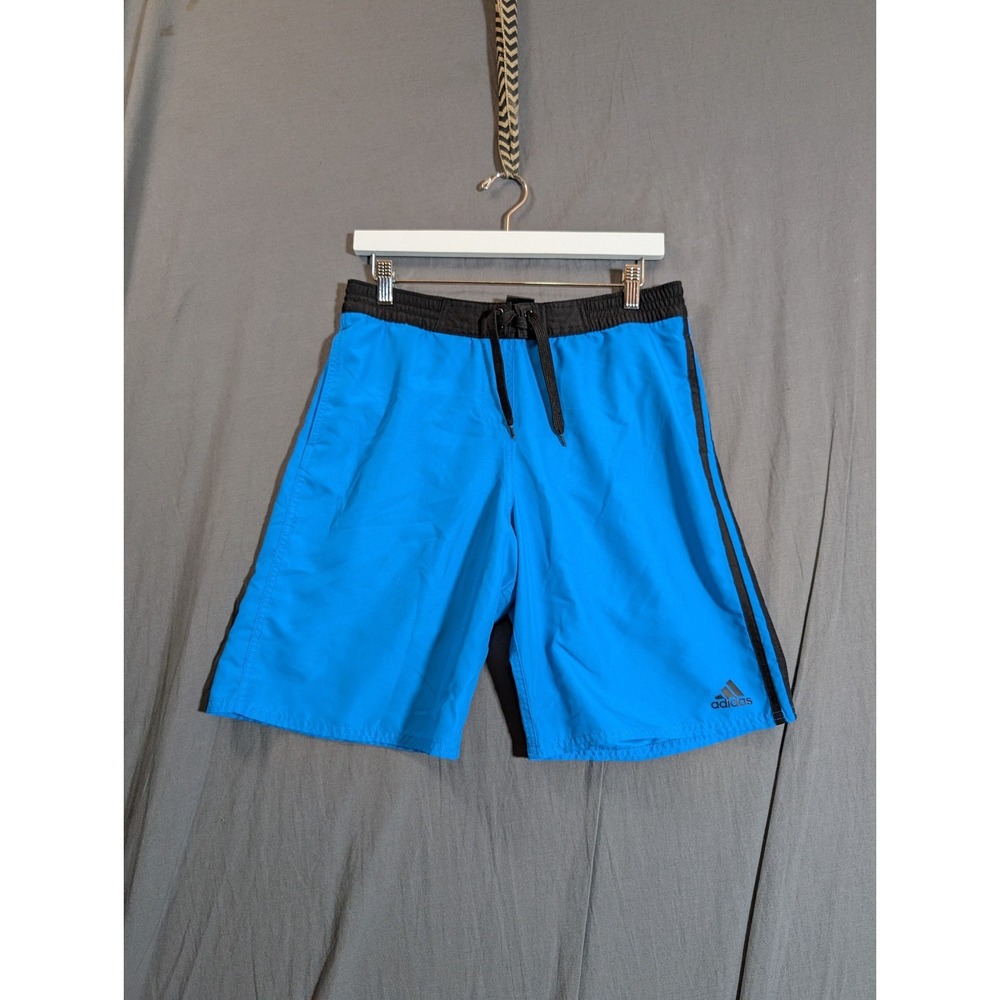 ADIDAS‎ Size XL Boy Blue Stretch Waist Pocket Drawstring Lined Swimming Shorts